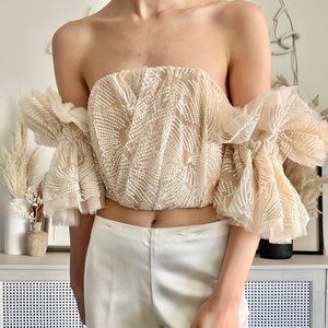 Muses :: Tulle Off Shoulder Crop Top NWT